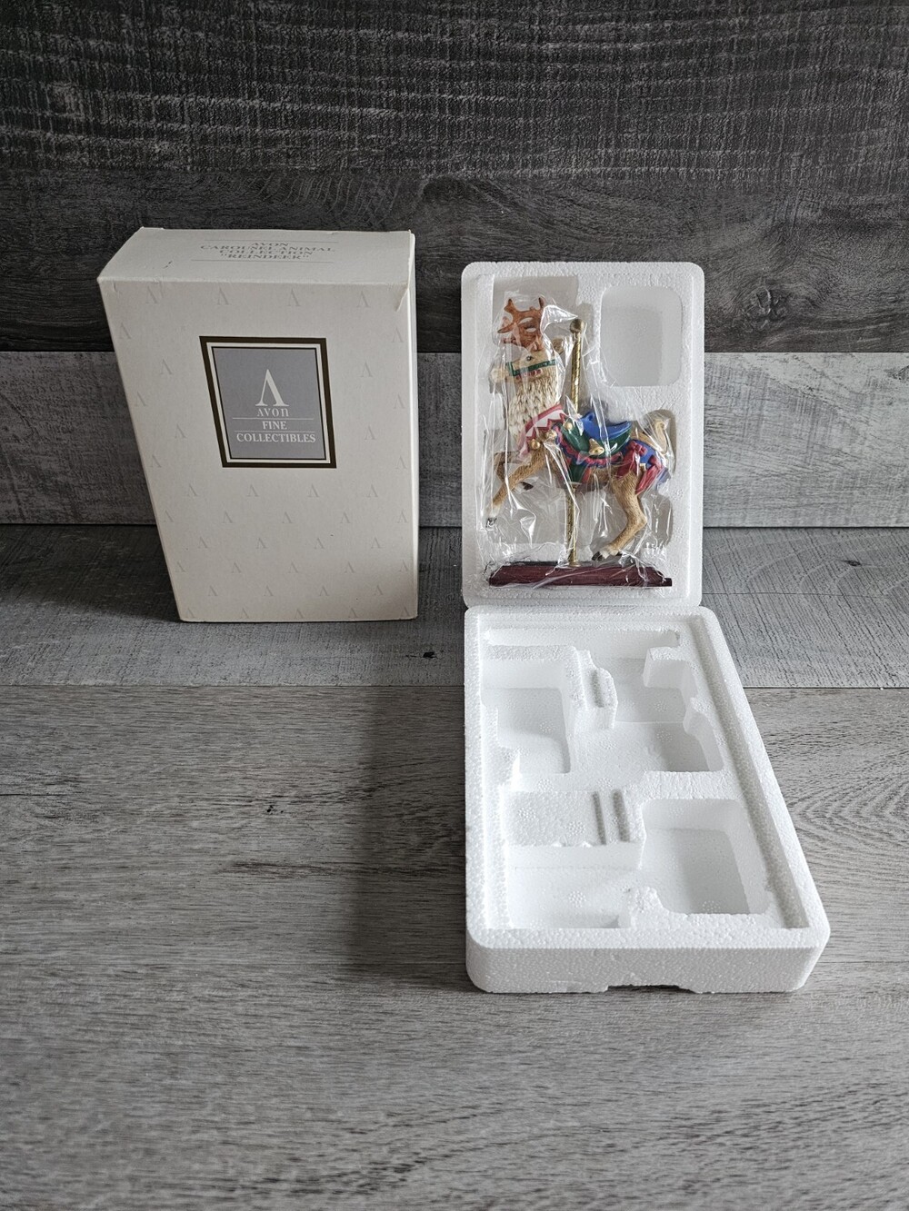 AVON Carousel Animal Collection 1996 Reindeer Deer with Box New